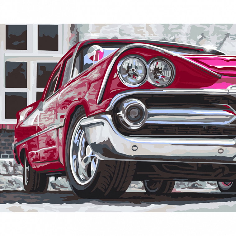 Картина по номерам на холсте ТРИ СОВЫ "Красная машина", 40*50 см, с акриловыми красками и кистями