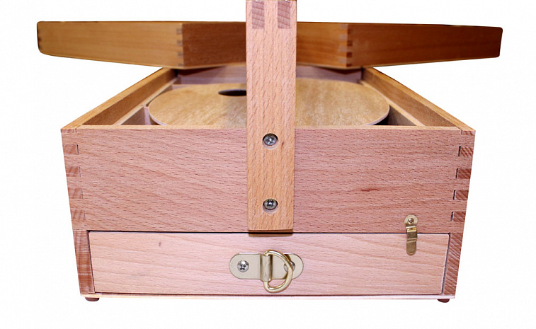 Ящик деревянный (вяз) с ячейками и пеналом для кистей 23,5х36,5х15,4 см