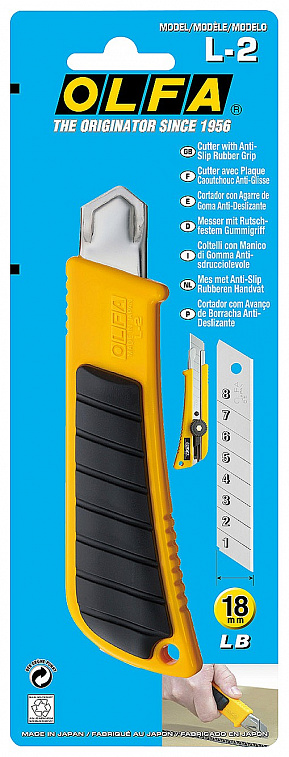 Нож OLFA с выдвижным лезвием 18 мм эргономичный с резиновыми накладками 