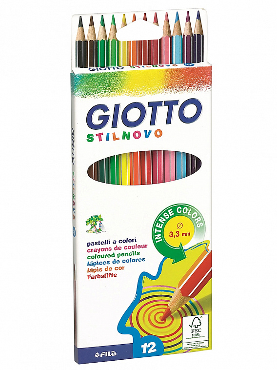 Набор карандашей цветных гексогональных Fila Giotto "Stilnovo Ast" 12 цв, в картонной коробке 