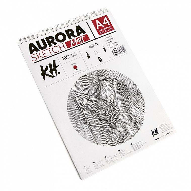 Скетчбук для набросков на спирали Aurora Smooth&Matt А4 20 л 160 г
