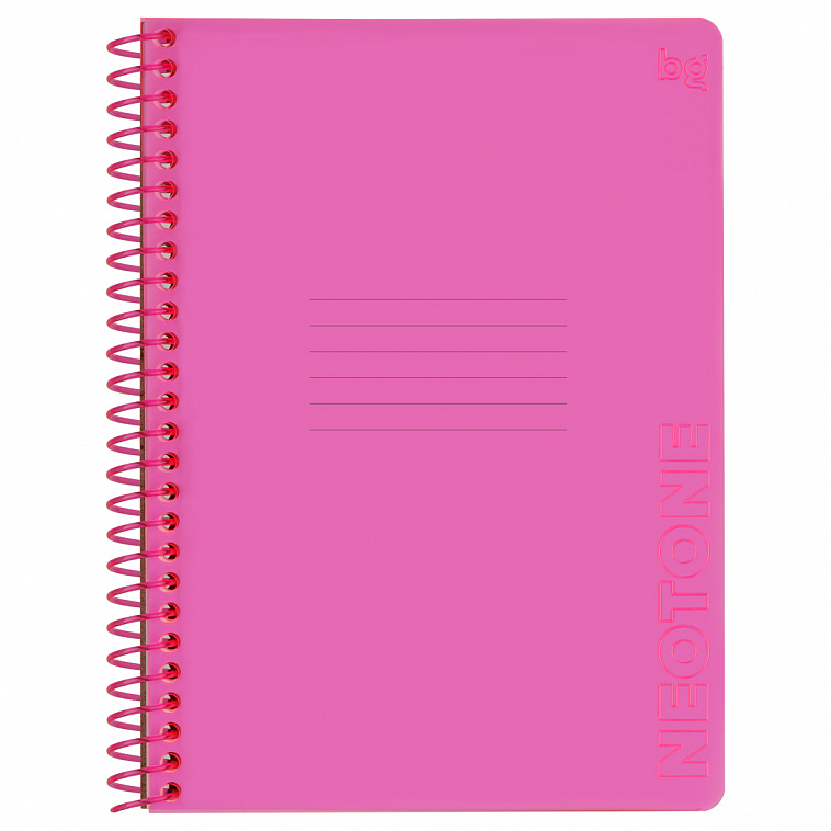 Тетрадь в клетку на пластиковом гребне, BG "Neon. Pink" А5 96 л, пластиковая обложка