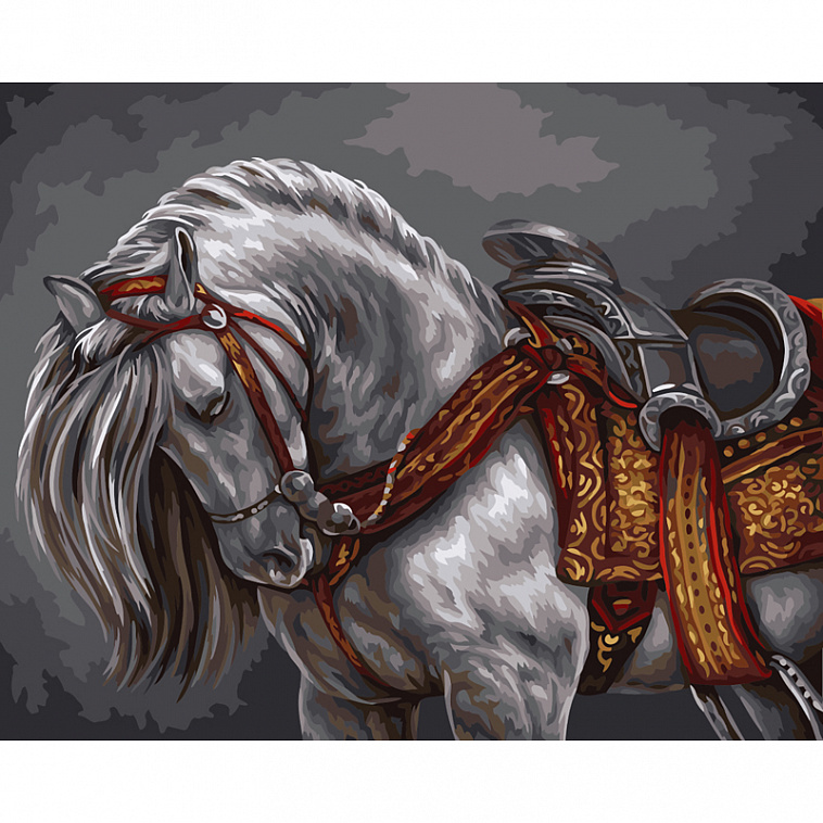 Картина по номерам на холсте ТРИ СОВЫ "Богатырский конь", 40*50 см, с акриловыми красками и кистями