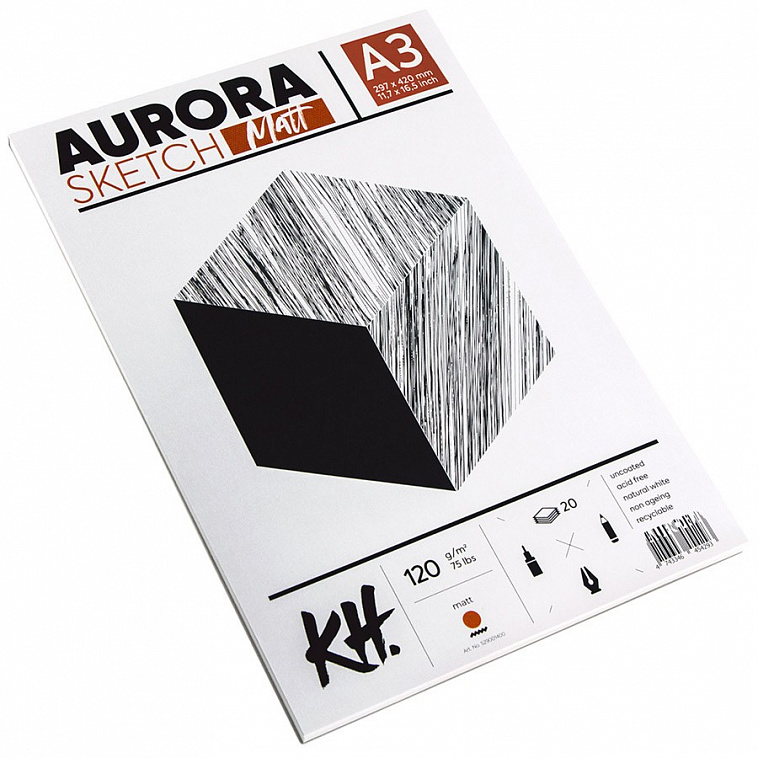 Скетчбук-склейка для набросков Aurora Smooth&Matt А3 20 л 120 г
