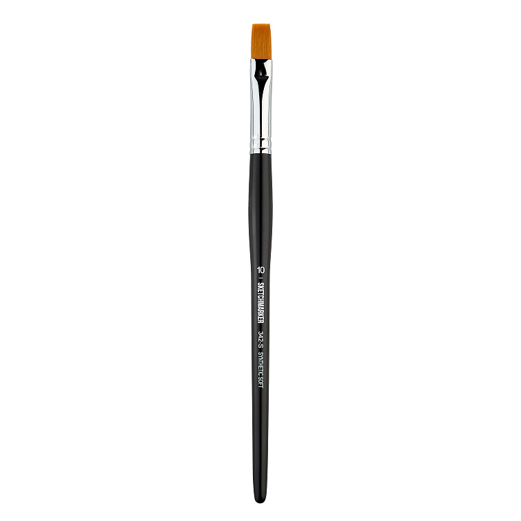 Кисть синтетика мягкая №10 плоская Sketchmarker "342" ручка короткая 606x758