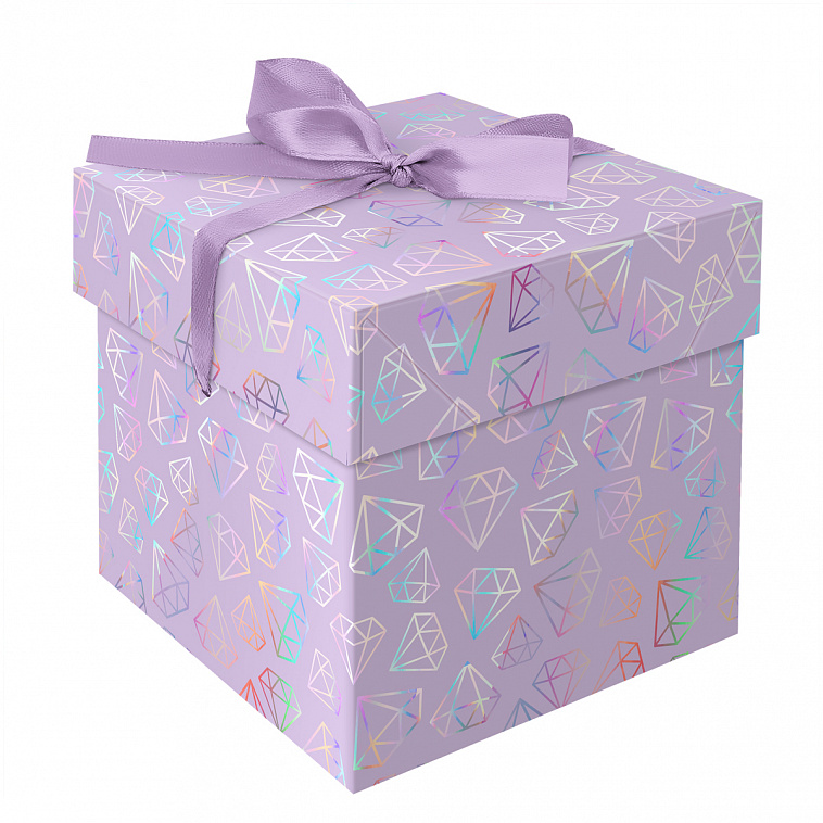 Коробка складная подарочная MESHU "Crystals", 15*15*15 см, с лентой, отд.фольгой