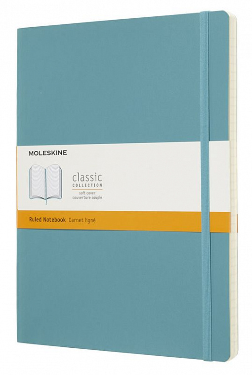Записная книжка в линейку Moleskine "Classic Soft" XLarge 19х25 см 192 стр., обложка мягкая голубая