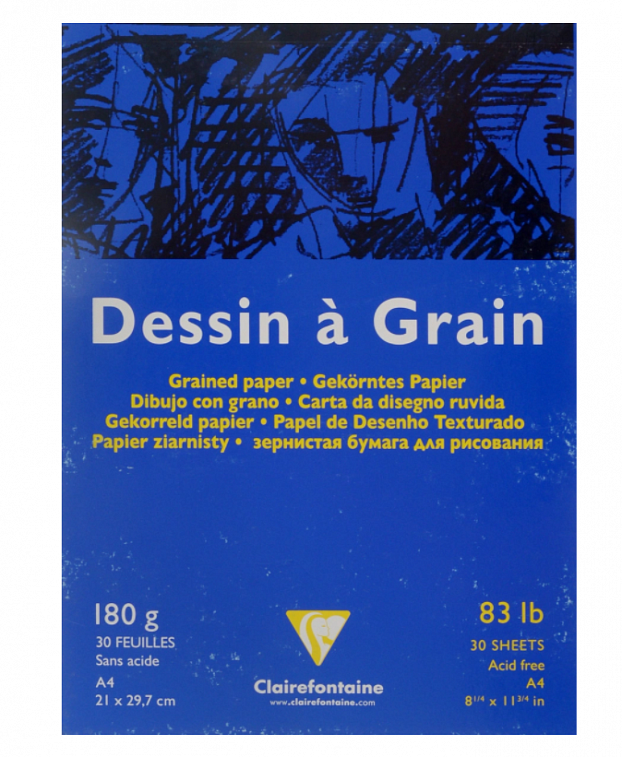 Блокнот для черчения Clairefontaine "Dessin a Grain" А4 30 л 180 г цвет белый  