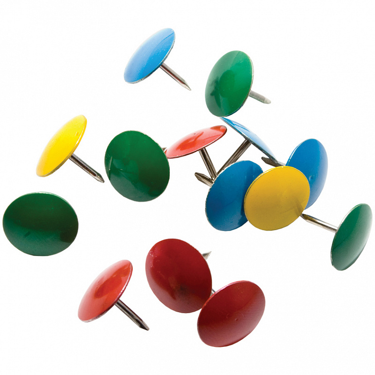Кнопки канцелярские Berlingo гвоздики цветные 10 мм, 50 шт, картонная коробка