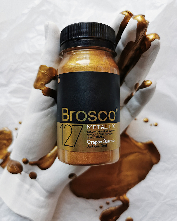 Краска декоративная Brosco 100 мл Золото Ацтек 606x758