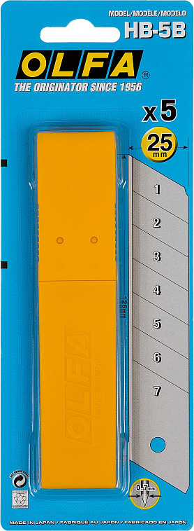 Лезвия OLFA сегментированные 25х126х0,7 мм 5 шт  606x758