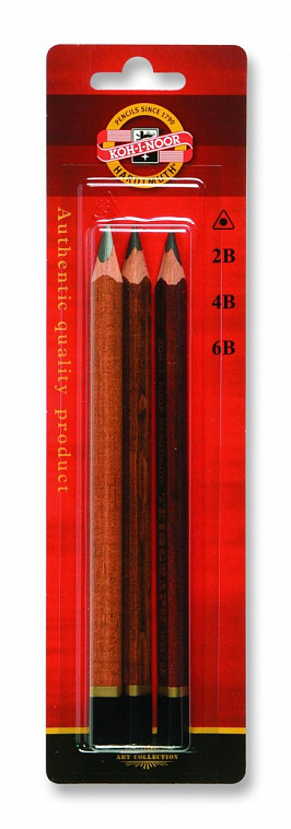Набор карандашей чернографитных Koh-I-Noor "Jumbo TRIOGRAPH" 3 шт, 2B-6B, блистер