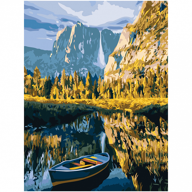Картина по номерам на холсте ТРИ СОВЫ "Осень в горах", 40*50 см, с акриловыми красками и кистями