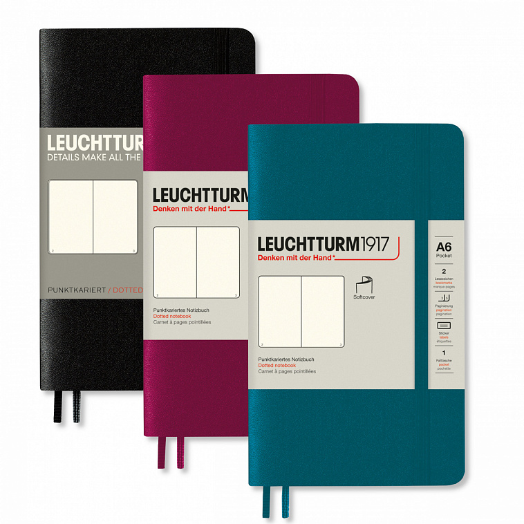Записная книжка нелинованная Leuchtturm Pocket A6 123 стр.,  мягкая обложка