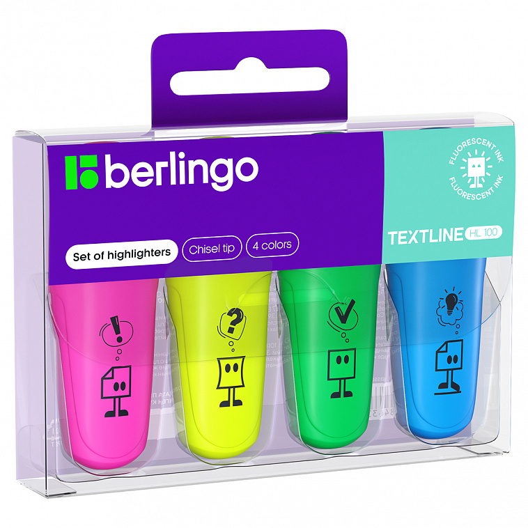Набор текстовыделителей Berlingo "Textline HL100" мини, 4 цв., 1-5мм, европодвес