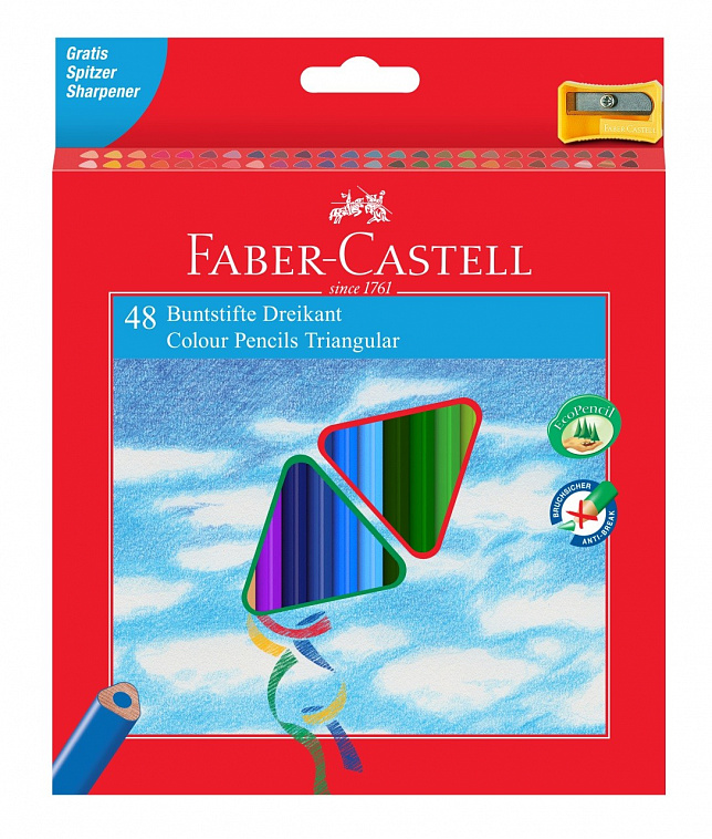 Набор карандашей цветных Faber-castell "Eco" 48 шт трехгранные + точилка в картоне  