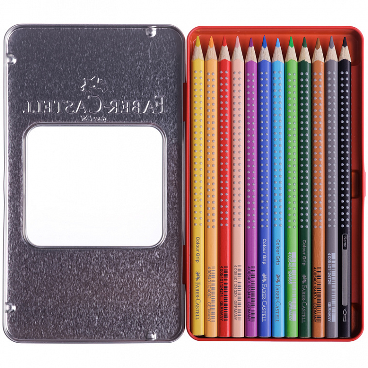 Набор цветных карандашей акварельных Faber-castell "Colour Grip" 12 цв в металле