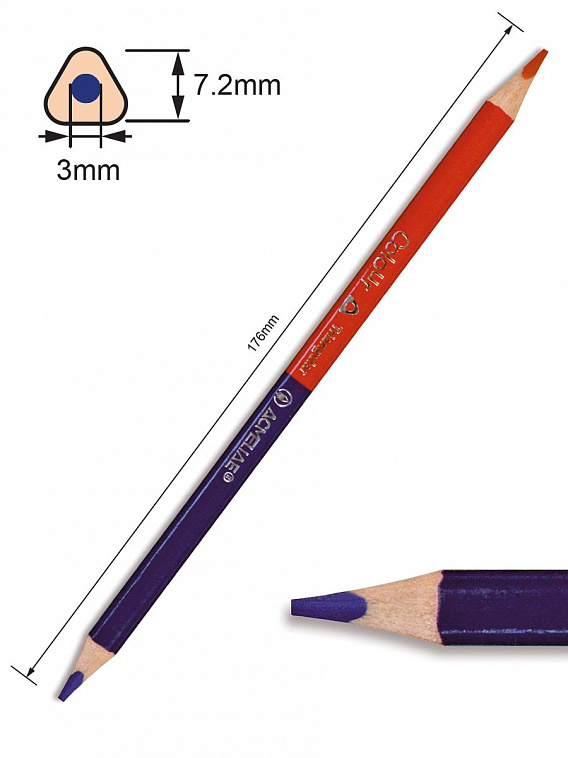 Набор карандашей цветных двусторонних ACMELIAE 6 шт/12 цв. Трехгранные, в картонном футляре