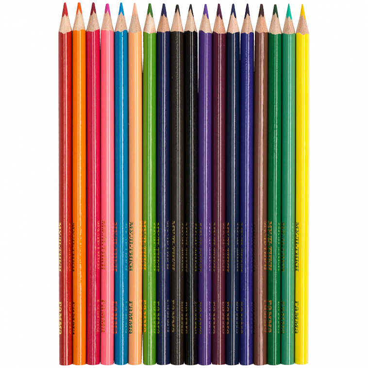 Набор карандашей цветных Гамма "Мультики" 18 цв, трехгранные, заточен., картон. уп.