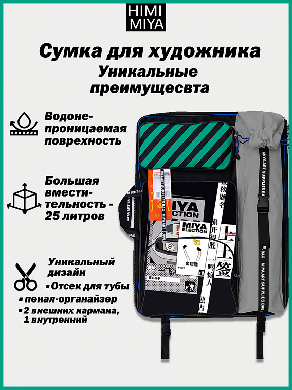 Сумка для художественных принадлежностей MIYA Серая 606x758